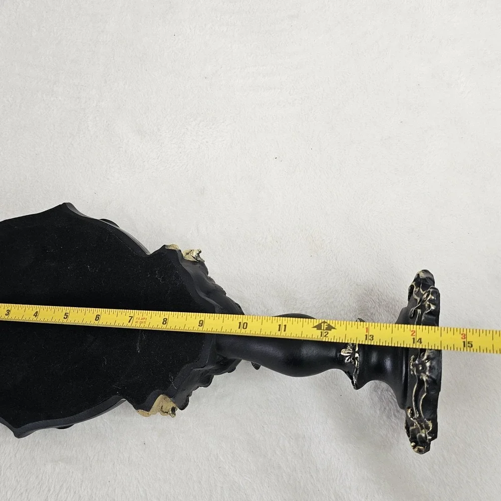 Halloween Gothic CHRISTIAN SIRIANO Tabletop Black/Gold Triple Skull Mirror 14.5